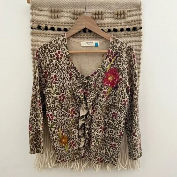 SPARROW Anthropologie Animal cheetah Print cardigan - Picture 1 of 2